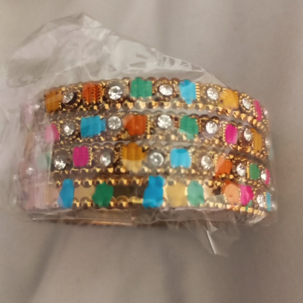 Bangle set from Pakistan gold multicolored